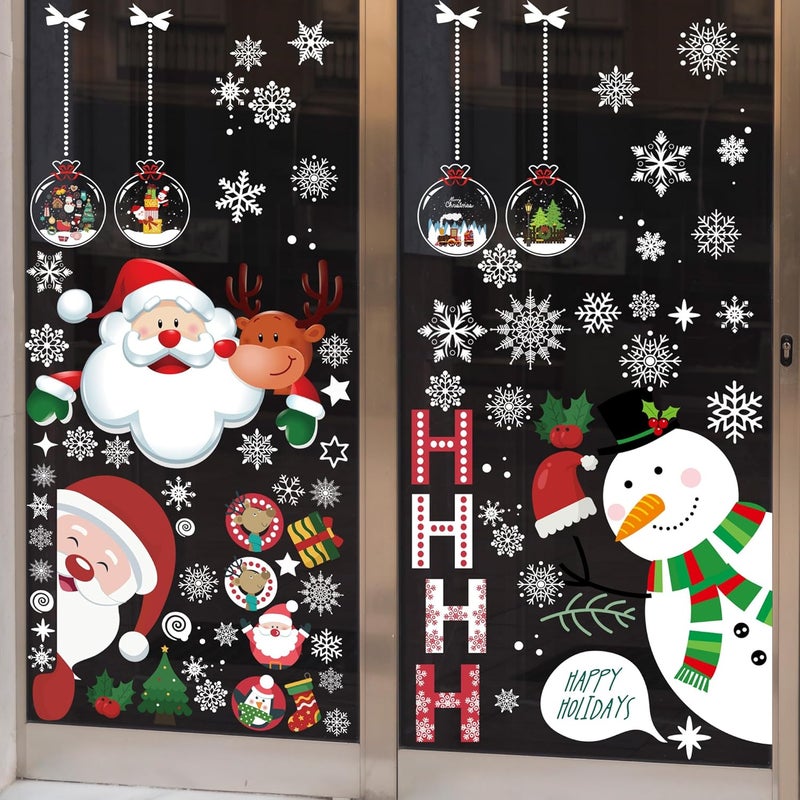i-Beeboo Christmas Window Clings Double Sided Christmas Window Clings Christmas Window Decorations Winter Decorations Window Snowflakes Decal Xmas Decorations for Glass Windows Home School Office - Image 1